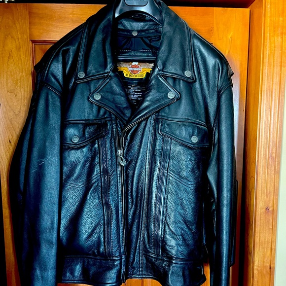 HarleyDavidson Jackets & Coats Mens Harleydavidson Leather Bomber Riding Jacket Black Xxl